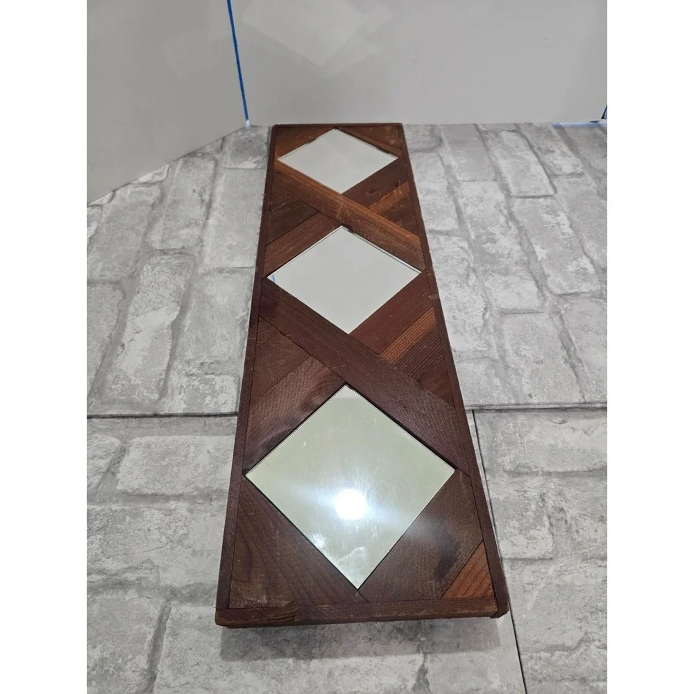 MCM Triple Diamond Shape Mirrors Wood Frame Wall Hanging 22